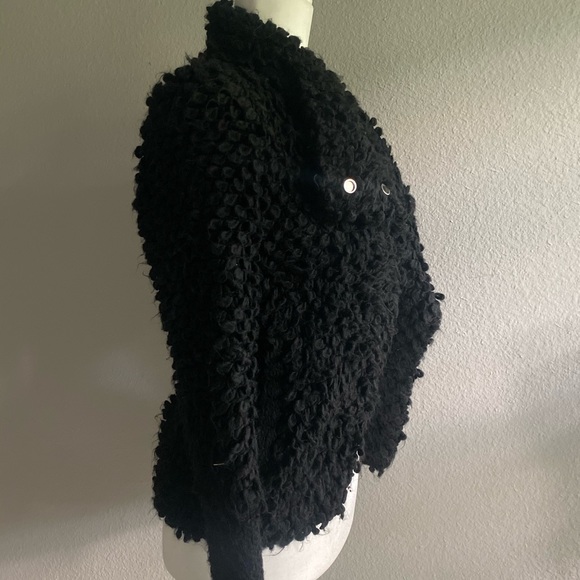 IRO Caty Popcorn Knit Jacket Size 0 Black Boucle Textured Cardigan - Picture 5 of 7